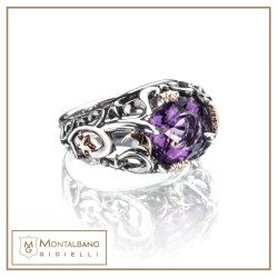 Anello Polvere di Stelle cupola pietra viola | Gioielli De Nobili